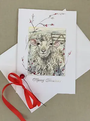 £9.99 • Buy Original Watercolour Painted Christmas Card Of Sheep In Snow.