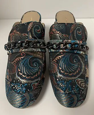 Enzo Angiolini Gilian Mules Paisely Multicolor Print Slip On Round Toe Size 7.5 • $25