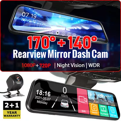 10  Dash Camera Dual Camera Front And Rear Car Recorder Night Vision 1080P+720P • $49.86