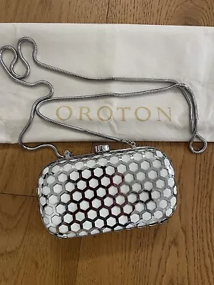 Oroton White And Metal Clutch Bag • $49