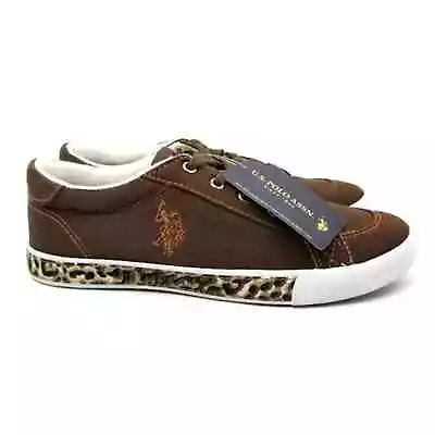 Us Polo Assn. Athletic Lace Up Animal Print Sneakers Shoes Dark Brown Size 9 M • $28