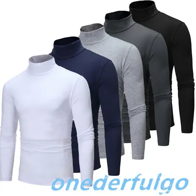 $5.22 • Buy Men's Turtleneck Pullover Long Sleeve Jumper Top Warm Casual Slim Fit T-Shirts