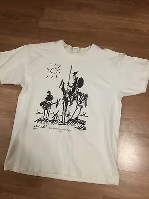 $225 • Buy Rare VTG 90s Pablo Picasso Don Quixote And Sancho Panza Art T-Shirt Mens L