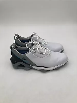 FootJoy Tour Alpha Golf Shoes White Grey Blue Leather 55506 Men’s Size 11M • $89.99