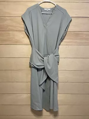 Tibi Chalky Drape Sleeveless Midi Wrap Dress In Ash Green US 4 • $35