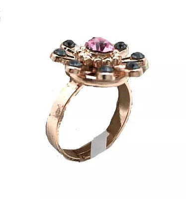 Mariana Ring Floral Greys & Pinks Swarovski Crystals Madagascar Africa Coll. • $60