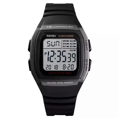 Luminous Digital LED Alarm Retro Men Women Fashion Waterproof Sports Wristwatch • £13.99