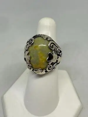 Designer Sw - Connemara Marble Sterling Ring Clovers Size 6.25  Ireland  #jw68 • $65