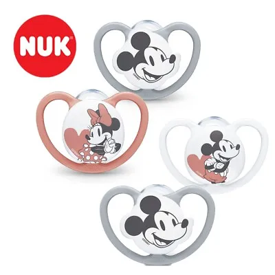 £8.59 • Buy NUK Mickey & Minnie Mouse Soothers Dummies Grey & Rose 2-Packs 0-36 Months New