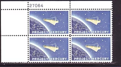 #1193 Project Mercury Capsule. Mint Plate Block. F-vf Nh! • $0.99