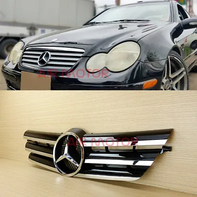 For 00-07 M-Benz C-Class CL203 W203 Piano Black 3Fin Front Grille 2-Door Coupe • $170.62