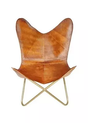 Vintage Leather Handmade Butterfly Chair Seat Folding Accent Modern Sling Lounge • $159