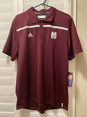 Mississippi State Bulldogs Adidas Coaches Polo Maroon Shirt Men L Please Read • $29.99