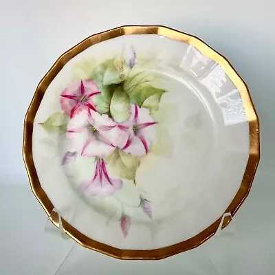 Limoges Handpainted Morning Glory Plate Signed • $9.99