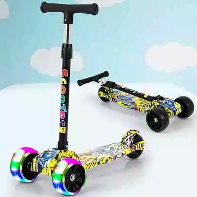 3 Wheels Kids Scooter Child Kick Push Scooter LED Flashing Tilt Lean Boys Girls • £6.99