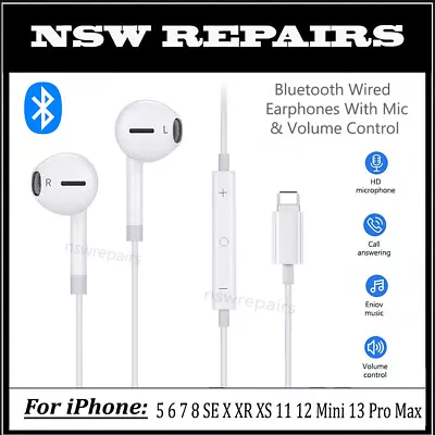 For IPad IPhone X 7 8 11 12 13 14 Wired Bluetooth Earphones Headphone Earbuds • $9.95