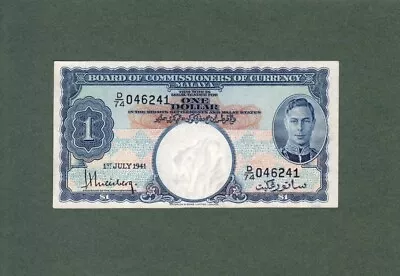 #Malaya And Straits Settlement 1 Dollar 1941 P-11 AUNC King George VI • £41