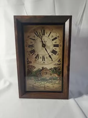 Vintage Harris Mallow Verichron Wood Glass Cabin Clock 11  Tall  - Works • $74.49