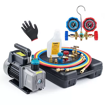 $105.99 • Buy OMT Combo 3.5CFM 1/4 HP Air Vacuum Pump HVAC Refrigeration AC Manifold Gauge Set