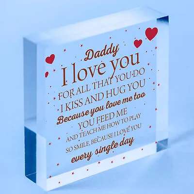 £13.99 • Buy Daddy I Love You Wood Heart Father's Day Gifts For Him Dad Daughter Son Birthday