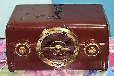 Crosley 10-138 Vintage Maroon Tabletop Tube Radio 1950s Not Working • $45.99