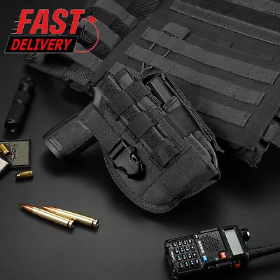 Tactical Molle Right Hand Gun Holster Fits Pistol With Laser Or Light Attachment • $14.98