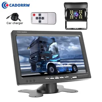 Car Reversing Camera +7  Inch LCD Monitor Truck Bus Van Rear View Kit 12/24V 10M • £35.99