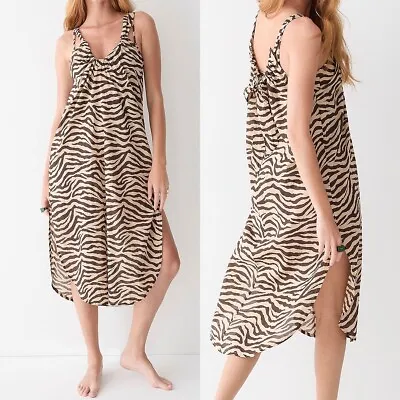 J Crew NWT $85 Swingy Cotton-Voile Beach Dress In Zebra Stripe Sz XXL | Cover-up • $52.50