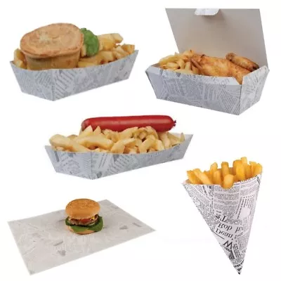 Newsprint Fish & Chips - Fast Food Take Away Disposable Packaging - Select Items • £129.99