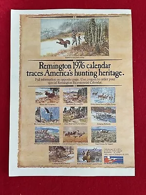 Remington 1976 Hunting Heritage Calendar 1975 Vintage Print Ad • $6.90