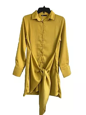 Zara Womens Tunic Top Button Front Long Sleeve Wrap Yellow Size M New • $17.59