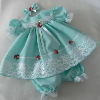 AQUA & WHITE DRESS HAIR-CLIP & PANTS For 16  FIRST LOVE~TINY TEARS ~BABY BORN • £10.99