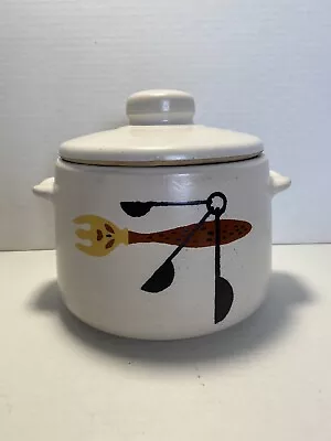 West Bend Stoneware Canister Cookie Jar Vtg Midcentury Retro Decor Circa 1960s • $20