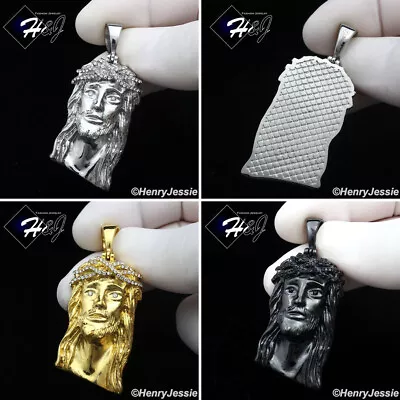 MEN's Stainless Steel ICY Bling CZ 3D Gold/Black Plated JESUS Face Pendant*P133 • $18.99