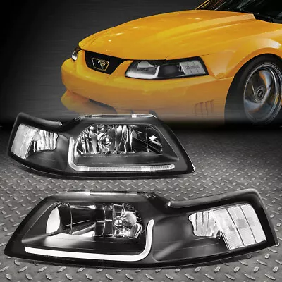 [led Drl]for 1999-2004 Ford Mustang Pair Black Housing Clear Corner Headlight • $110.88