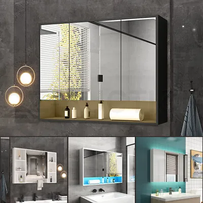 Bathroom Mirror Wall Cabinet LED Light Medicine Shaving Makeup Storage Organiser • $129.95