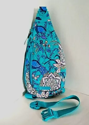 NWT Vera Bradley Essential Compact Sling Backpack Waist Pack In Peacock Garden  • $38