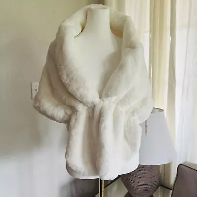 Faux Fur Scarf Shawl Collar Wrap Stole Winter Shrug Wedding Bridal Prom Satin • $12