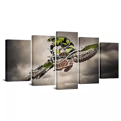 - 5 Pieces Canvas Prints Wall Art Motorcycle Racing Painting Cool Sports Moto... • $68.09