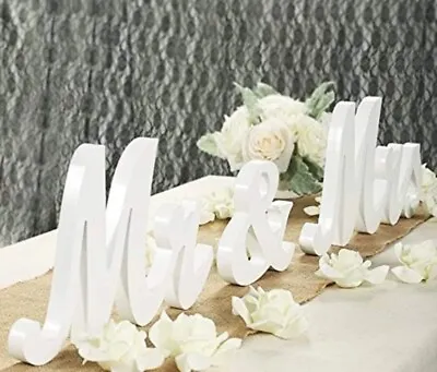 White Sign Mr And Mrs Sign Wood Letter Wedding Signs For Table Photo Props Decor • $9.99