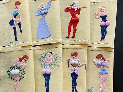 8 Madeira Risque Naughty  PIN UP GIRLS Cocktail Napkins 1940's • $339