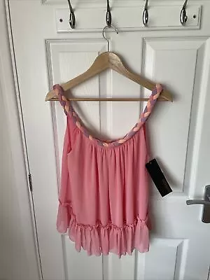 Manoush Sleeveless Top Size 36 UK 8 Summer Designer RRP £295 Pink Peach • £22.09