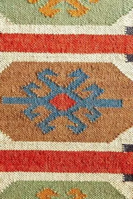 Kilim Rug Jute Wool Moroccan Indian Handmade Carpet Handwoven Accent Area Rug • $61.05