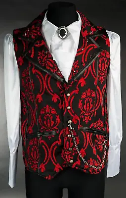 Draculaclothing Red Men's Brocade Spiked Vest Chain Gothic Rock Medium New • $26.99