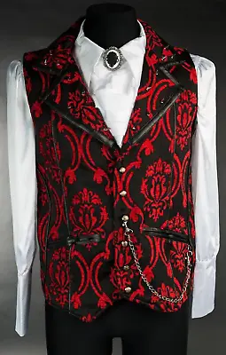 Draculaclothing Victorian Red Men's Brocade Spiked Vest Chain Gothic Rock New • $17.99