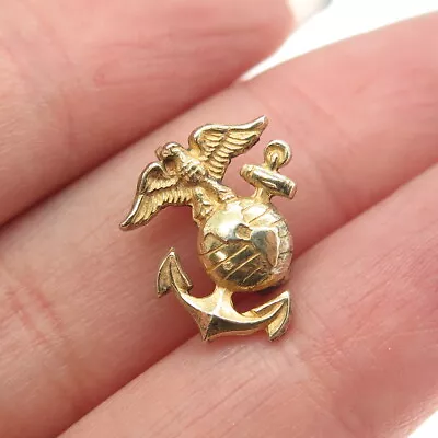 925 Sterling Silver Gold Plated Antique WWII USMC Marine Corps Pin Brooch • $29.95