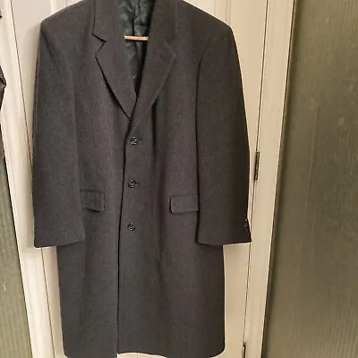 Vintage Charcoal Gray Mens Wool Full Length Coat Brazil Nino Cerruti Rue Royale • $84.54