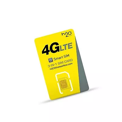 H2o Smart SIM Starter Kit 3-in-1 GSM SIM Card Yellow Grey Credit Card Sized • $13.13