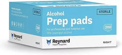 REYNARD LARGE Alcohol Skin Prep Pads /Swabs/ Wipes Isopropyl 70% 6 X 6 Cm 200 • $16.99