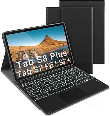 ABS Keyboard+Case Cover For Samsung Galaxy Tab S7FE/7+/S8+ 12.4  SM-X800/806 • £42.99